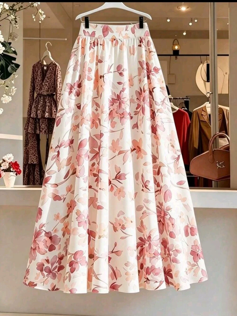 BRAND NEW ** Floral A-Line Maxi Skirt in Blush Pink
